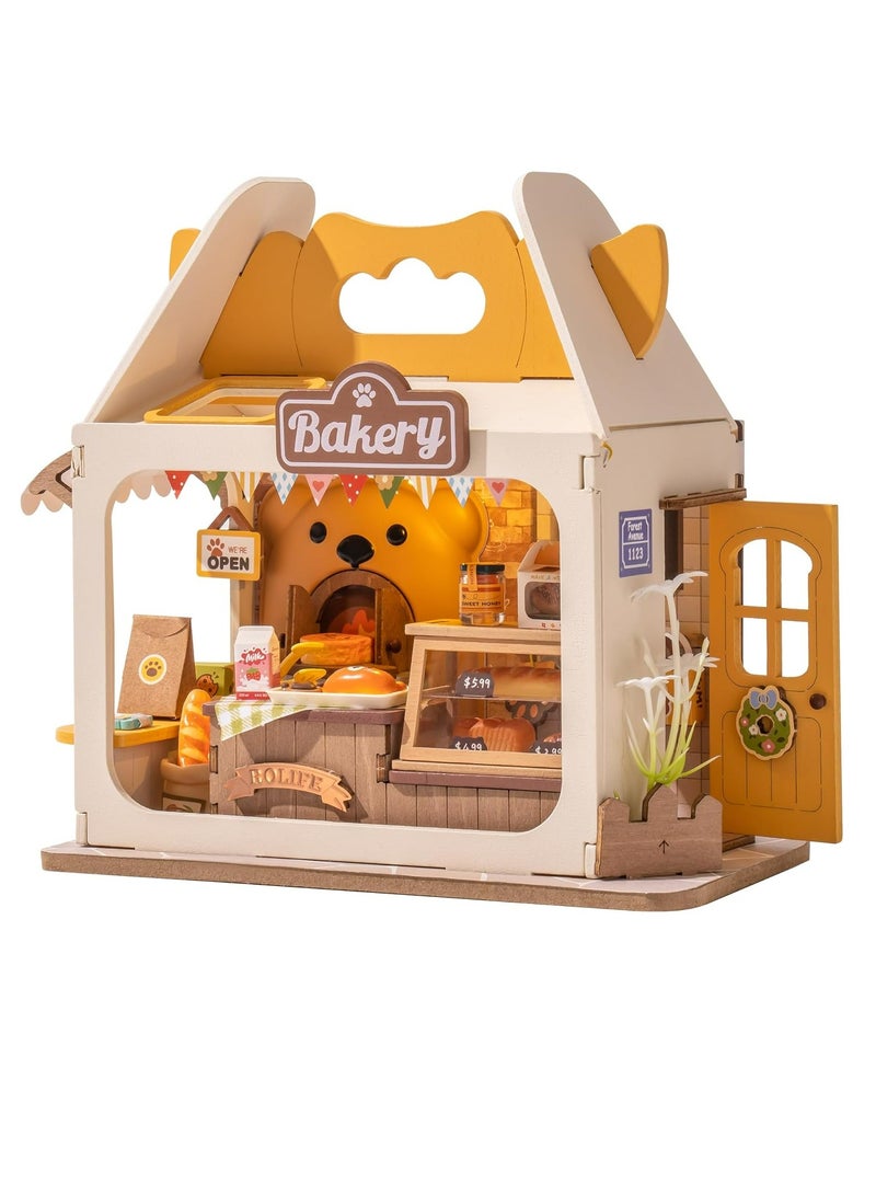 Rolife 3D Wooden Puzzle Food Box Shop DIY Miniature House Kit Teddy's Breadbox DS033 Decorative DIY Crafts/Birthday Gifts/Home Decor For Girls&Boys Teens&Adults