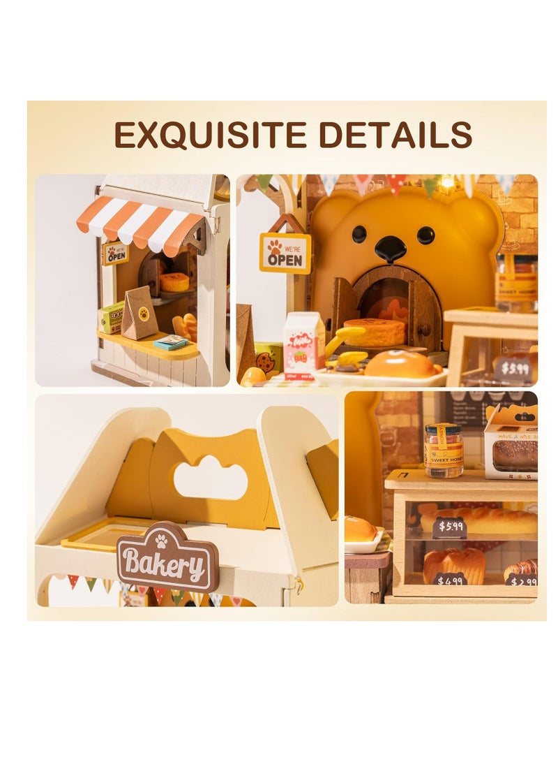 Rolife 3D Wooden Puzzle Food Box Shop DIY Miniature House Kit Teddy's Breadbox DS033 Decorative DIY Crafts/Birthday Gifts/Home Decor For Girls&Boys Teens&Adults