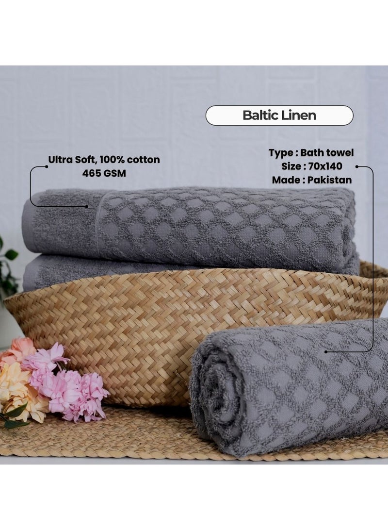 Diamond Jacquard 70 x 132cm 100% Cotton Bath Towel Pack, Premium Quality Towel