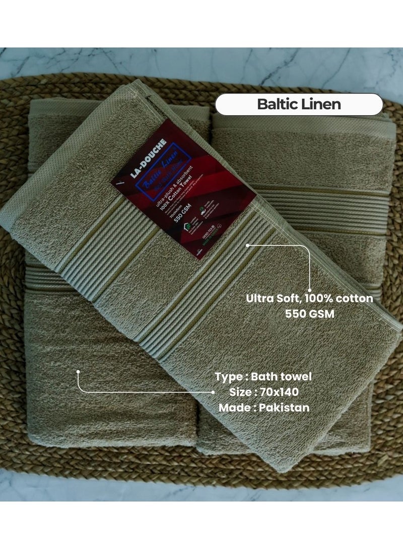 100% Cotton Ultra Soft Bath Towel Set, 70x140 cm, Quick Dry, Super Absorbent, Antibacterial Treatment, 550 GSM Terry