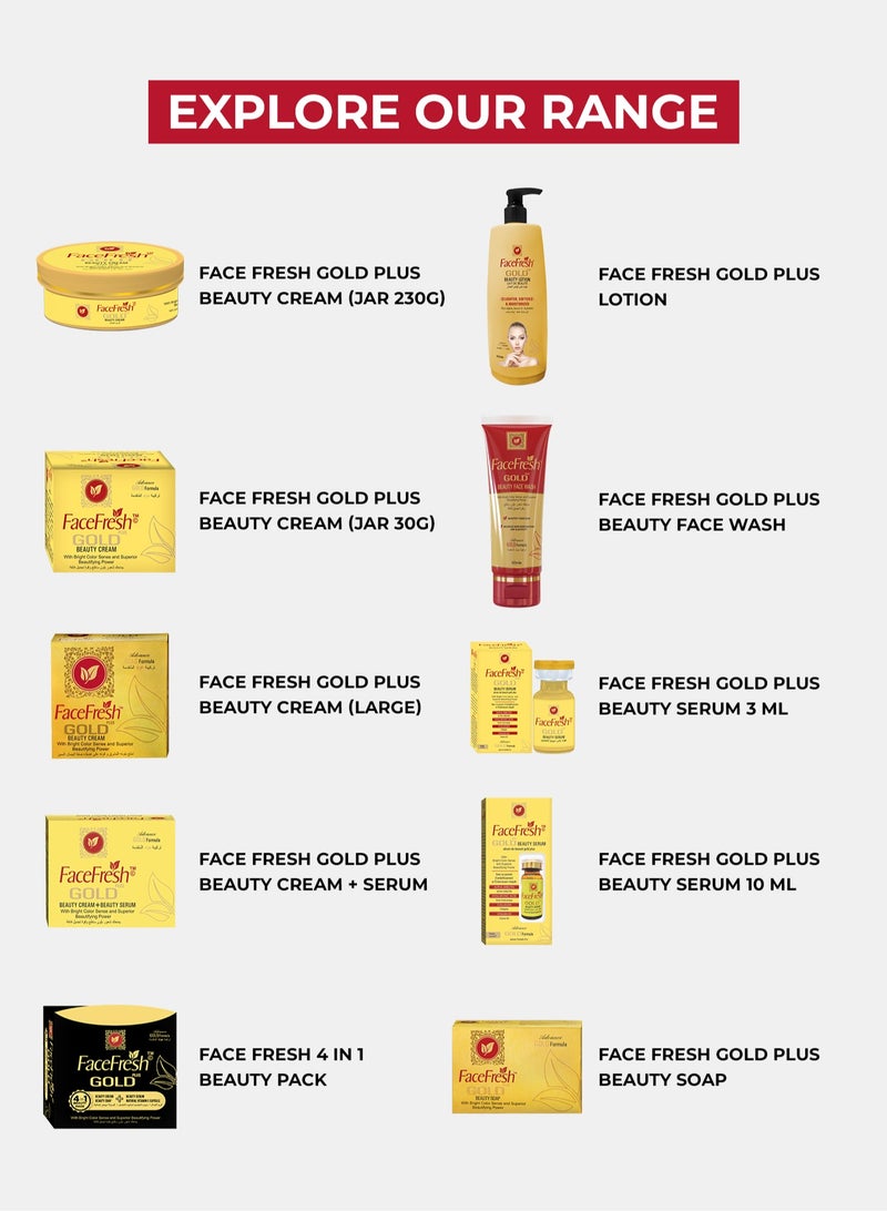 Set of 6 Gold Plus Beauty Cream + Face Serum - Hyaluronic Acid & Niacinamide, Prevents Dryness, Protects Skin from Damage, For All Skin Types 23g + 3ml