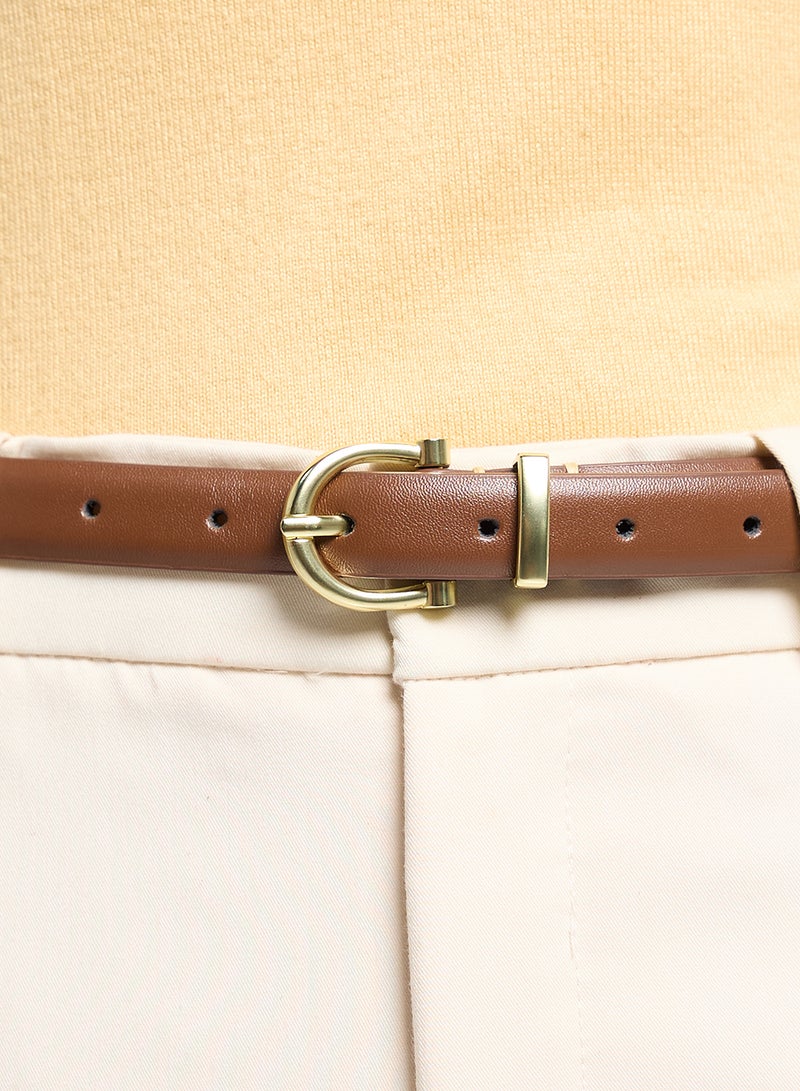 2 Pack Genuine Leather D Shape Buckle Belt