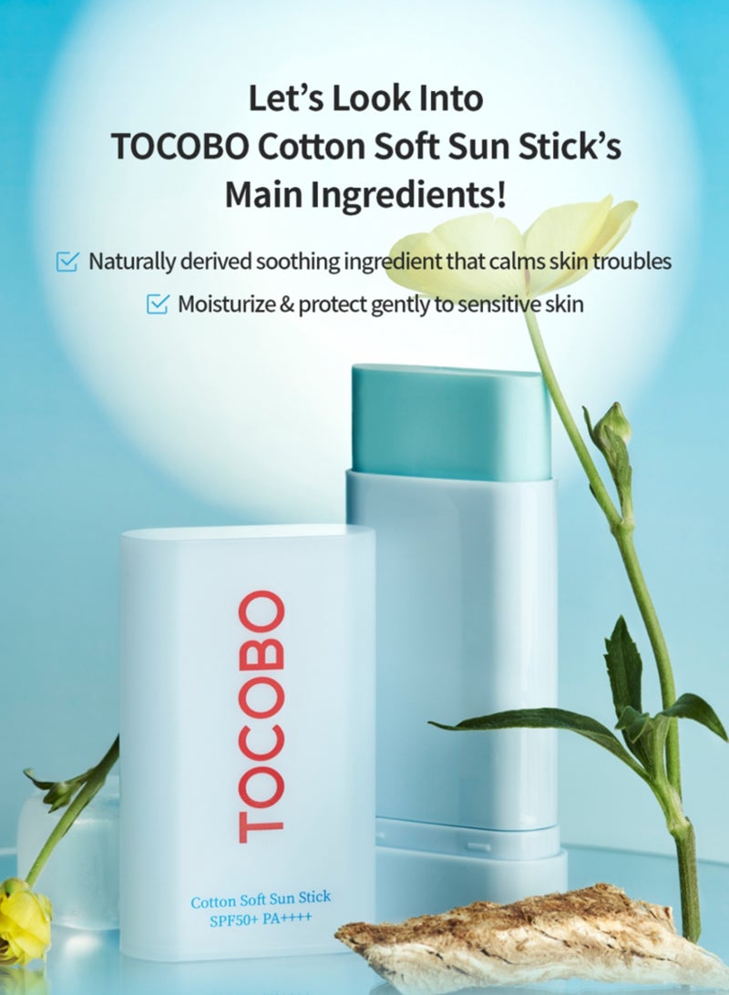 Cotton Soft Sun Stick SPF50+ PA++ – Lightweight Sunscreen Stick for Face – Hydrating Formula, Non-Greasy, No White Cast – Ideal for Everyday Use