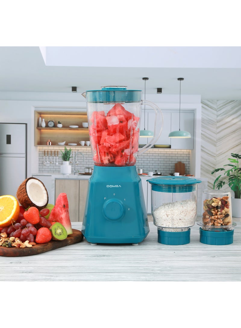 3-in-1 Countertop Blender, 350W, 1.5L Unbreakable PC Jar+ Mincer Chopper & Grinding Mill, Stainless Steel Blades, 2-Speed & Pulse Control, Perfect for Smoothies, Spices & Baby Food Preparation