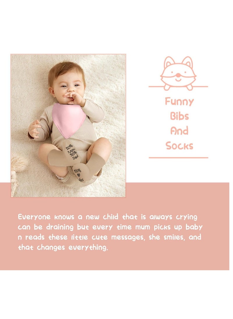 Baby Shower Gifts, New Born Baby Gifts for Boys, Unique Baby Gifts Basket Essential Stuff - Baby Lovey Blanket Newborn Bibs Socks Wooden Rattle & Greeting Card, Newborn Baby Gift Set
