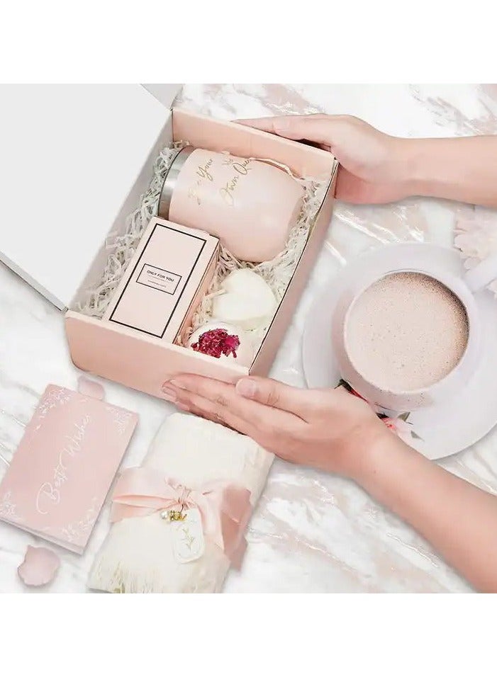 Gifts Basket for Women - Birthday Gifts for Women, Relaxing Spa Gift Basket Set, Unique Gift Ideas for Women, Gifts for Mom Sister Best Friend Wife, Coworker Teacher Nurse Gifts for Women Combined Materials Pink