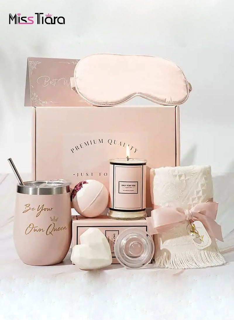 Gifts Basket for Women - Birthday Gifts for Women, Relaxing Spa Gift Basket Set, Unique Gift Ideas for Women, Gifts for Mom Sister Best Friend Wife, Coworker Teacher Nurse Gifts for Women Combined Materials Pink