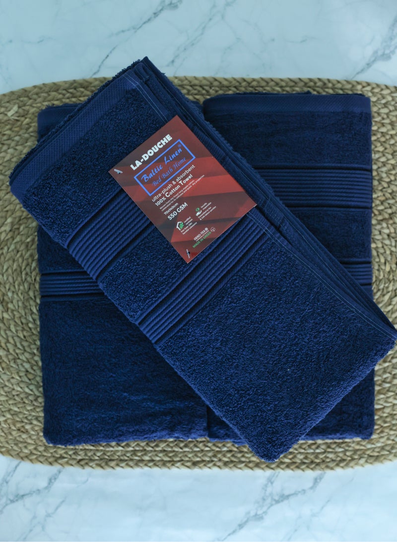 100% Cotton Ultra Soft Bath Towel Set, 70x140 cm, Quick Dry, Super Absorbent, Antibacterial Treatment, 550 GSM Terry