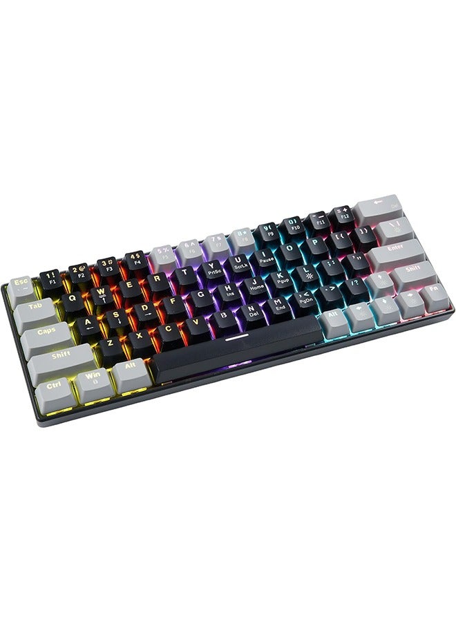 63Key detachable Type-C wired plug-in game mechanical 60% keyboard e-sports computer game RGB mixed light black and white