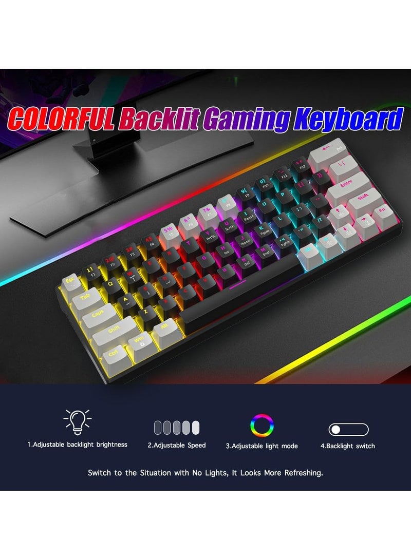 63Key detachable Type-C wired plug-in game mechanical 60% keyboard e-sports computer game RGB mixed light black and white