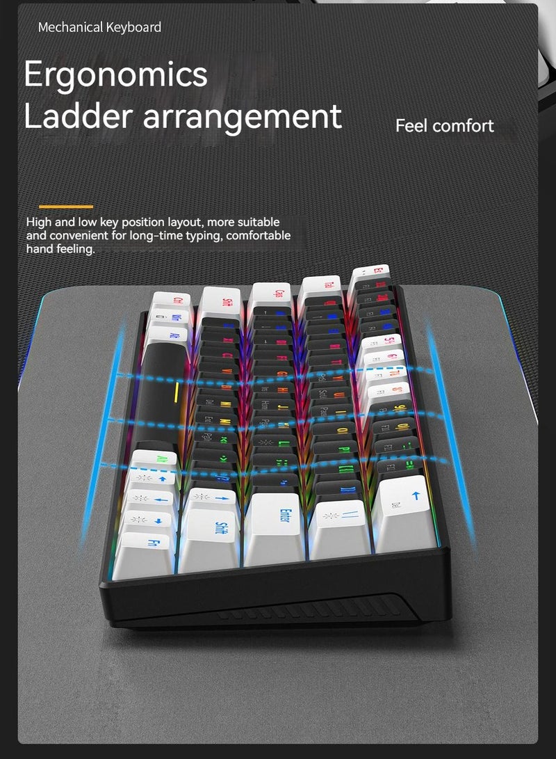 63Key detachable Type-C wired plug-in game mechanical 60% keyboard e-sports computer game RGB mixed light black and white