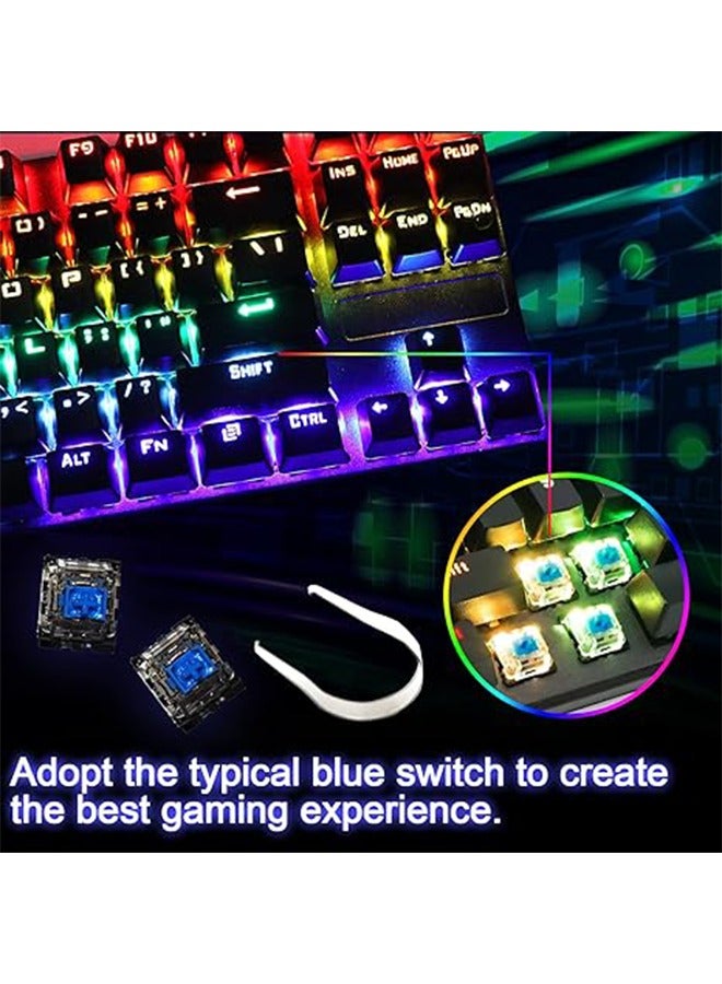 K87 87-key mechanical mixed light blue axis 80% keyboard RGB backlight USB wired gaming keyboard