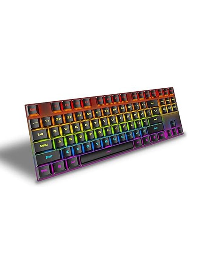 K87 87-key mechanical mixed light blue axis 80% keyboard RGB backlight USB wired gaming keyboard