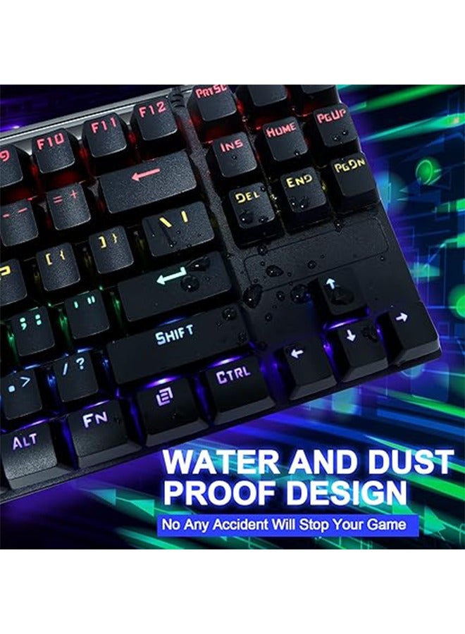 K87 87-key mechanical mixed light blue axis 80% keyboard RGB backlight USB wired gaming keyboard