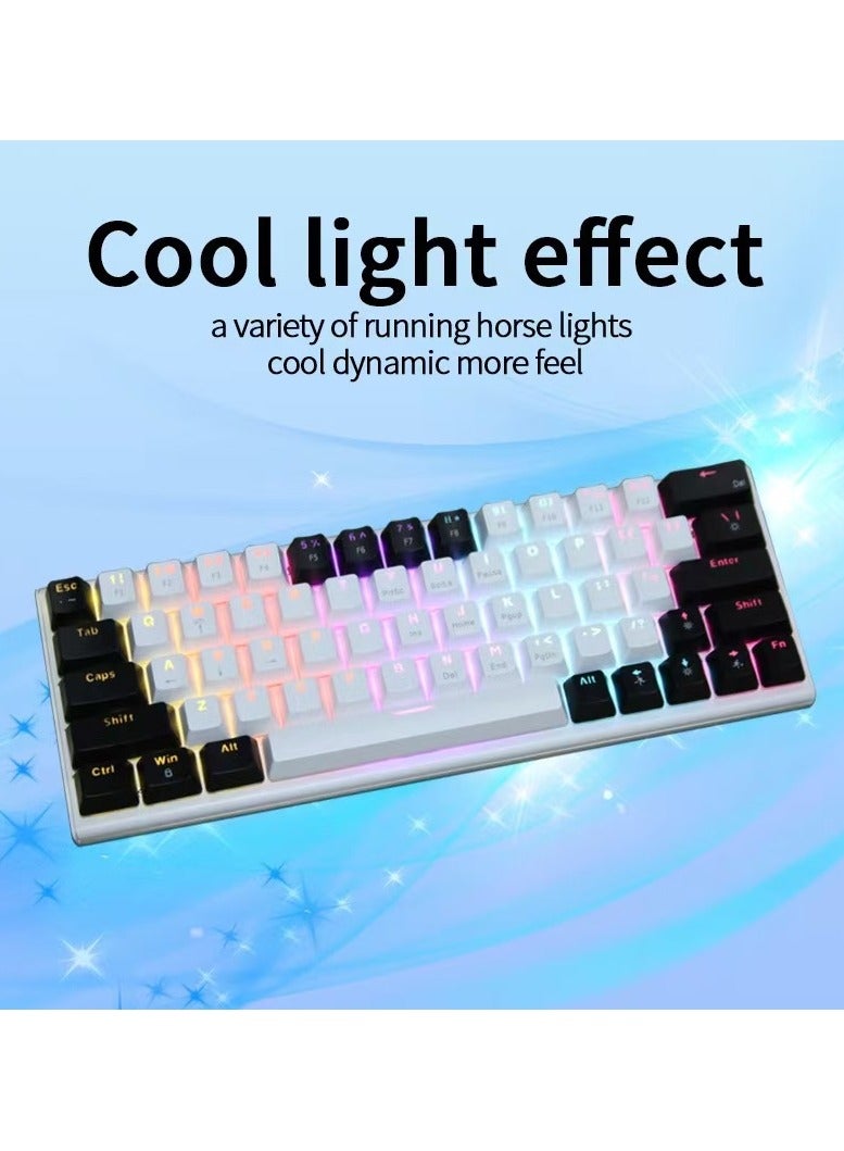 63key Detachable Type-C wired plug-in game mechanical 60% keyboard e-sports computer game RGB mixed light white and black