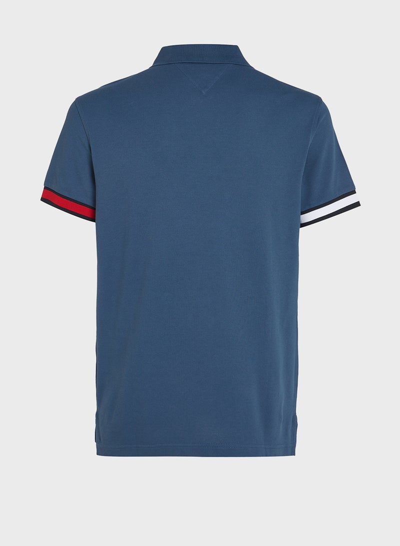 Logo Flag Cuff Slim Polo