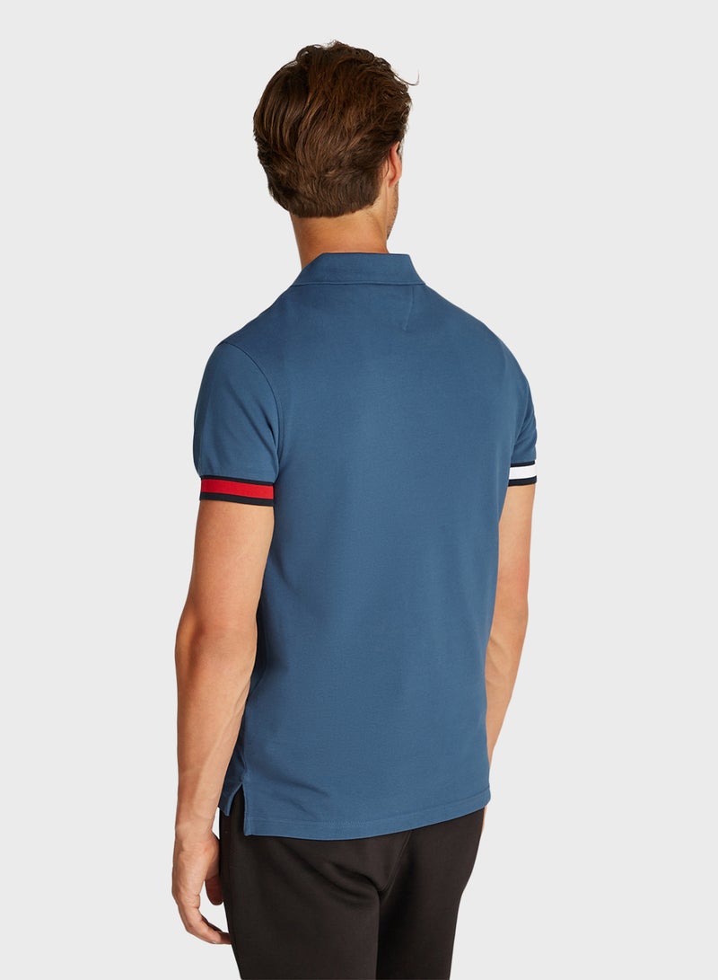 Logo Flag Cuff Slim Polo