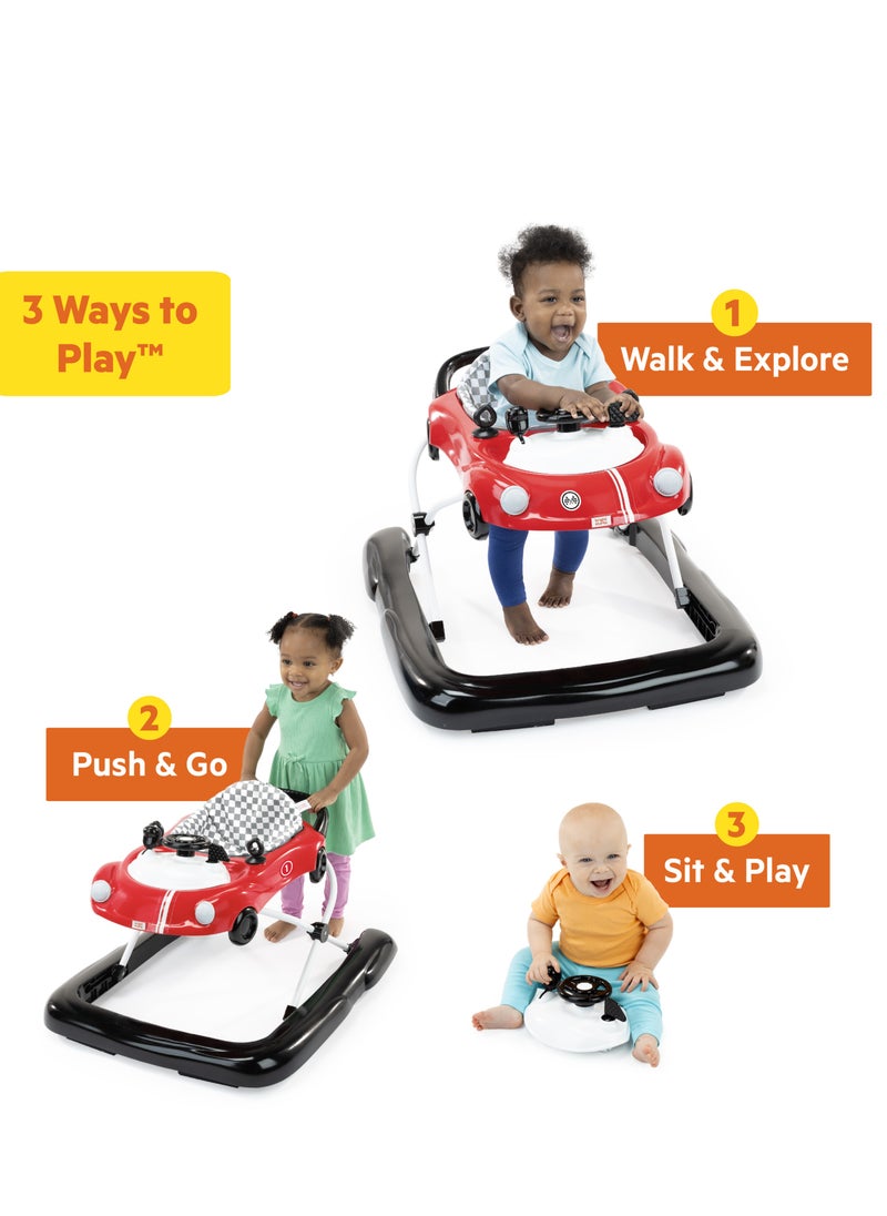 3-In-1 Little Speedster Car Walker, Red Racer, Baby Activity Walker For Boys/Girls, 6 Months +