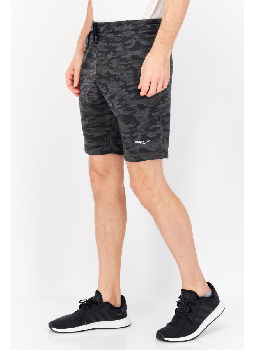 Men Drawstring Camouflage Basic Short, Grey Combo