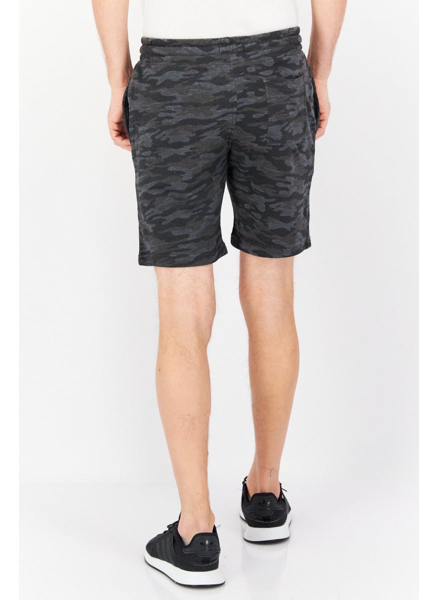 Men Drawstring Camouflage Basic Short, Grey Combo