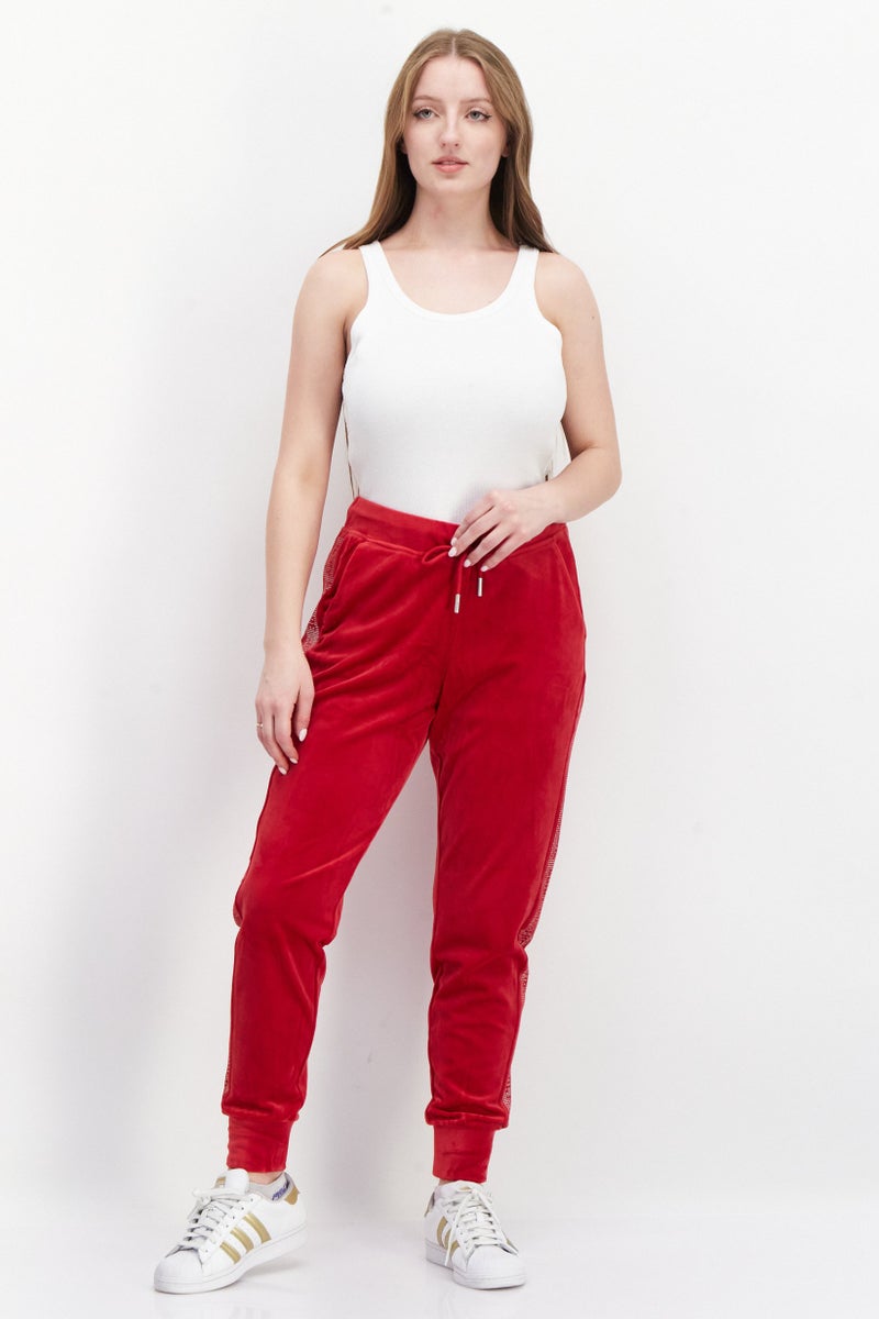 Women Regular Fit Sequin Jogger Pants, Red