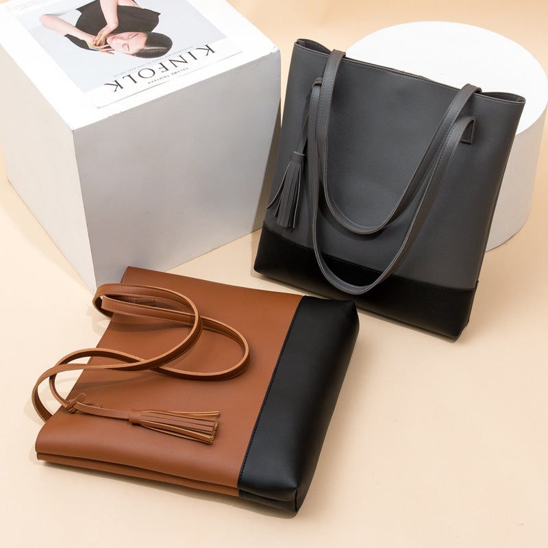 Shopper Tote Bag With Tassel Brown/Black