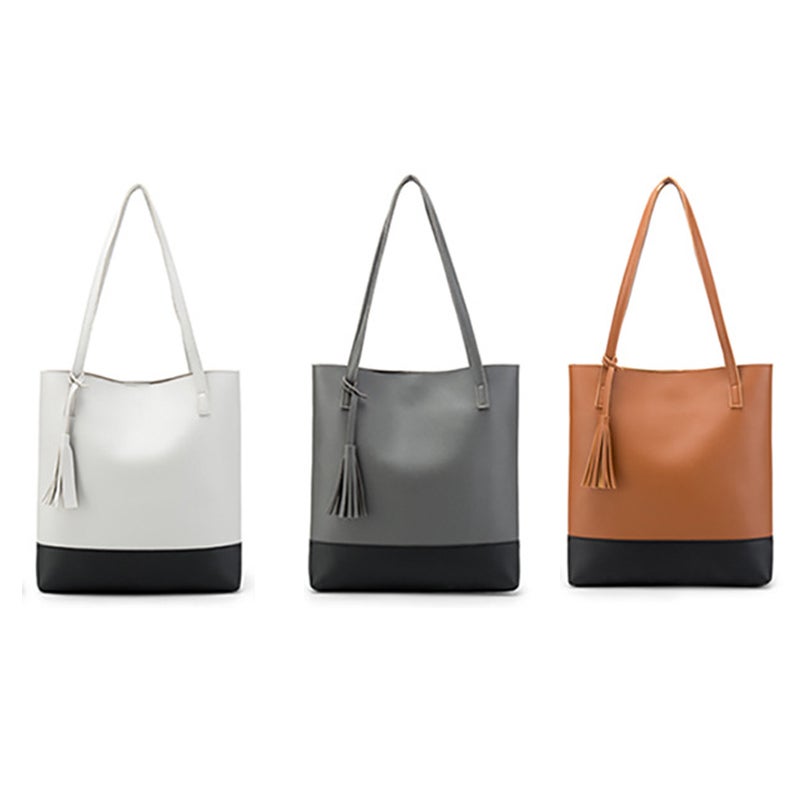 Shopper Tote Bag With Tassel Brown/Black