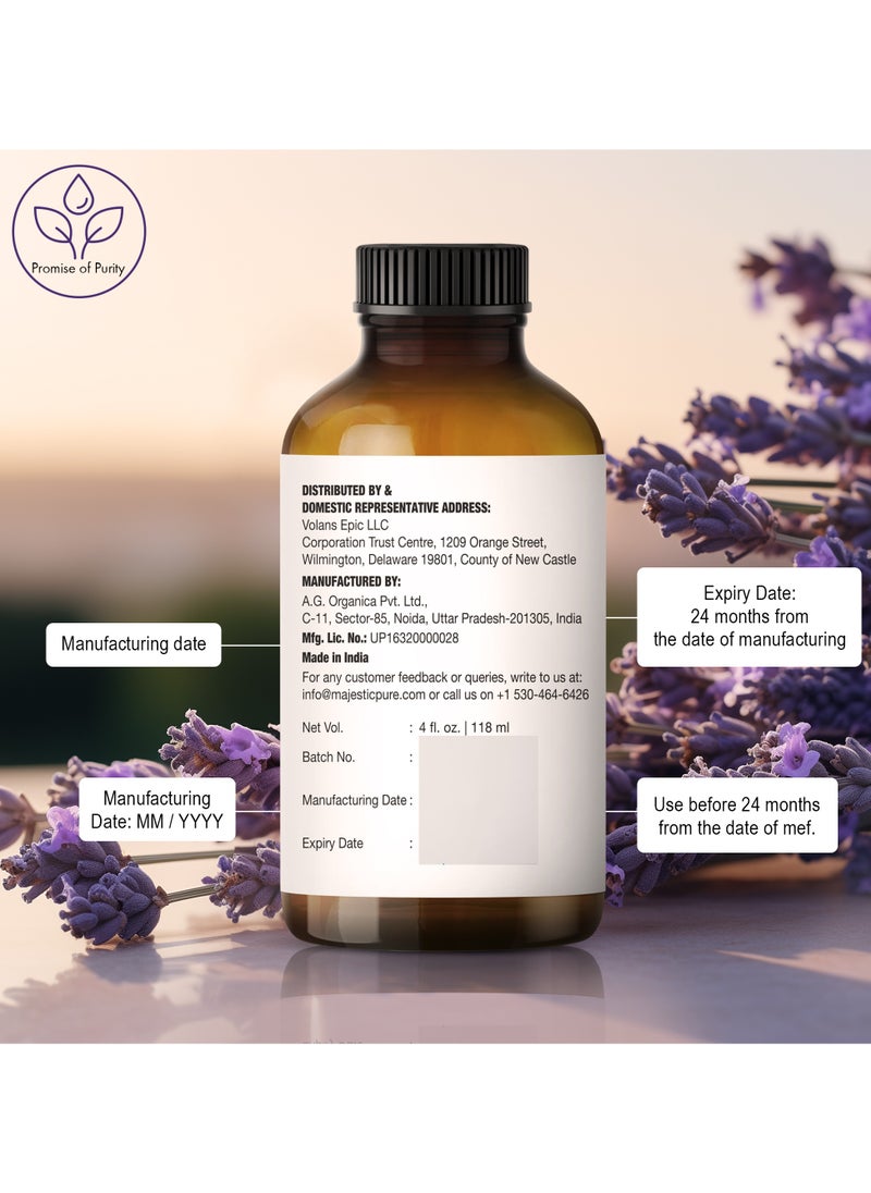 Lavender Essential Oil 118 ml - Huge  with Glass Dropper | 100% Pure and Natural | Premium Grade Essential Oils for Aromatherapy, Diffusers, Skin, Massage and Humidifiers |