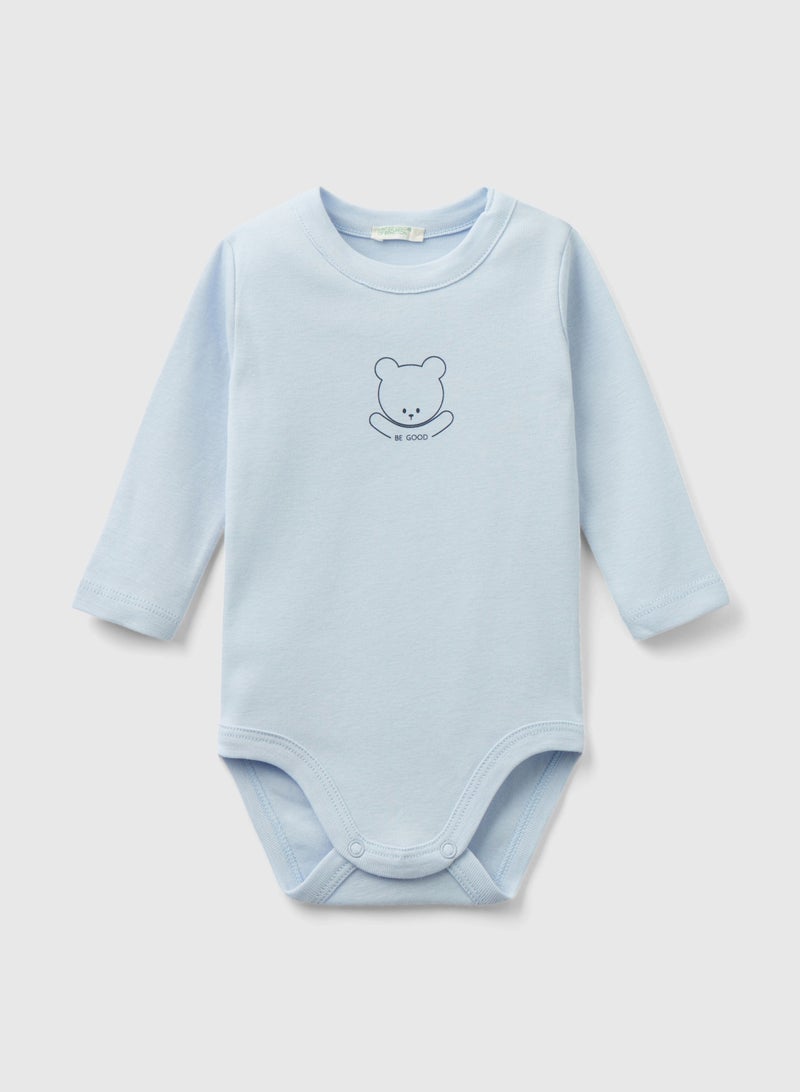 Long sleeve bodysuit in organic cotton