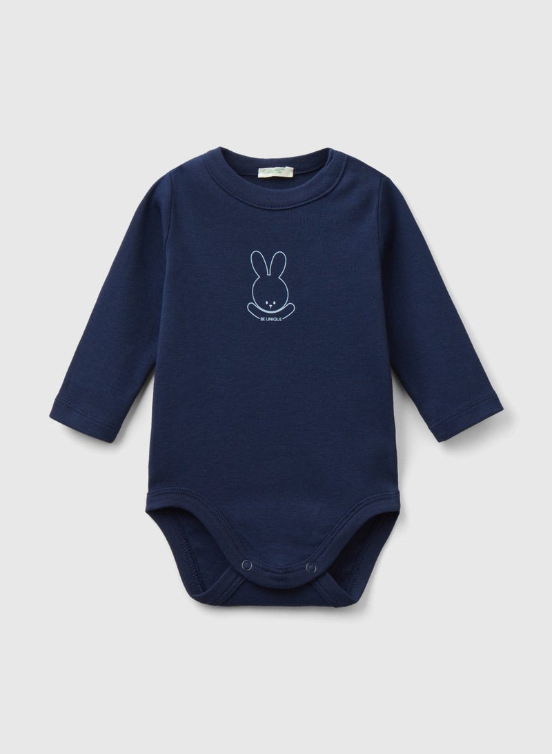 Long sleeve bodysuit in organic cotton