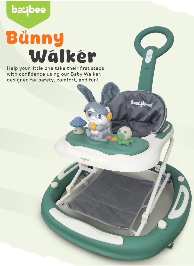 3-In-1 Baby Walker With Rocker Mode, Parental Push Handle, Musical Toy Bar, Adjustable Height, Footmat, 6 To 24 Months