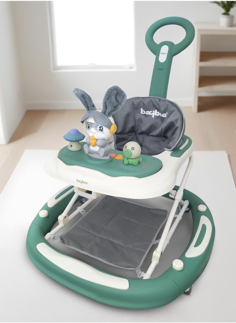 3-In-1 Baby Walker With Rocker Mode, Parental Push Handle, Musical Toy Bar, Adjustable Height, Footmat, 6 To 24 Months