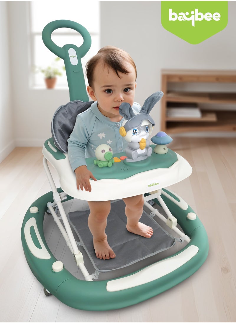 3-In-1 Baby Walker With Rocker Mode, Parental Push Handle, Musical Toy Bar, Adjustable Height, Footmat, 6 To 24 Months