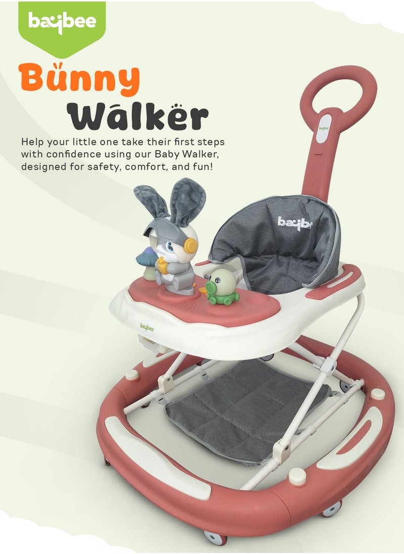 3-In-1 Baby Walker With Rocker Mode, Parental Push Handle, Musical Toy Bar, Adjustable Height, Footmat, 6 To 24 Months