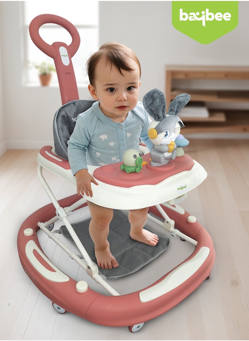 3-In-1 Baby Walker With Rocker Mode, Parental Push Handle, Musical Toy Bar, Adjustable Height, Footmat, 6 To 24 Months