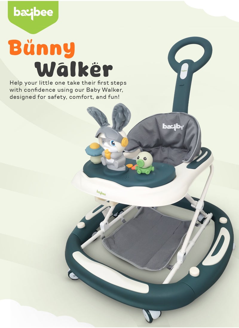 3-In-1 Baby Walker With Rocker Mode, Parental Push Handle, Musical Toy Bar, Adjustable Height, Footmat, 6 To 24 Months