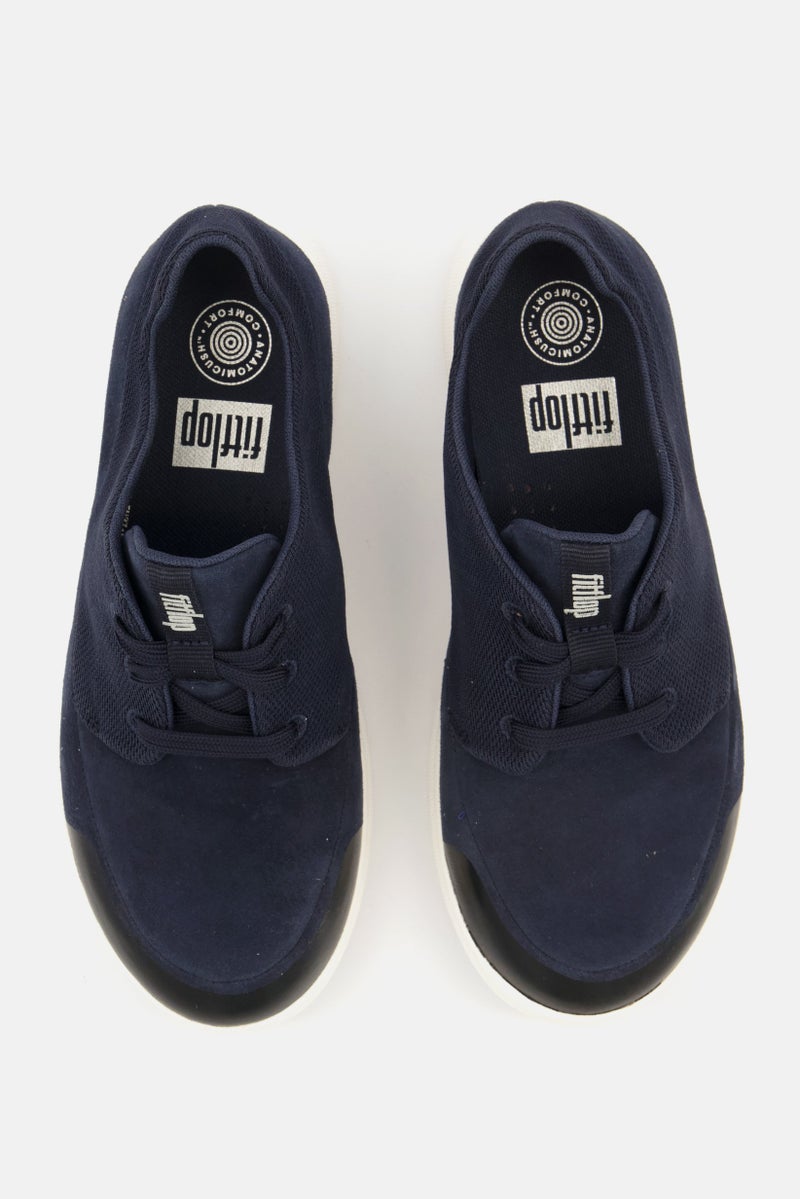 Women Lace Up Suede Sneaker, Navy Blue