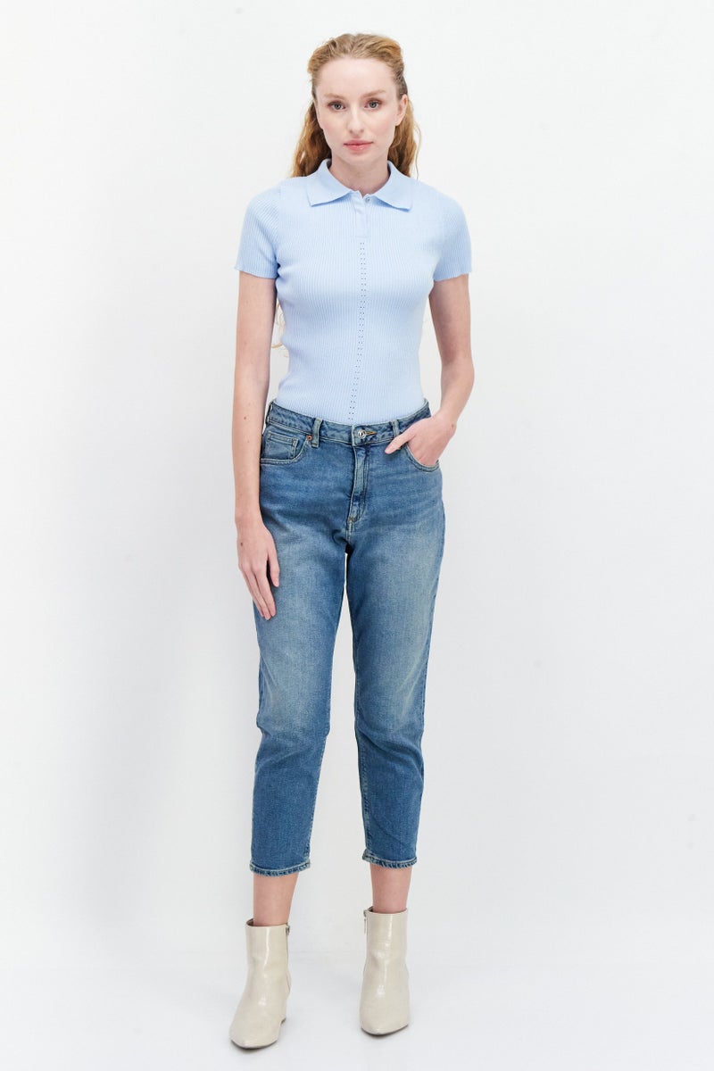 Women Petite Fit Washed Stretchable Jeans, Blue