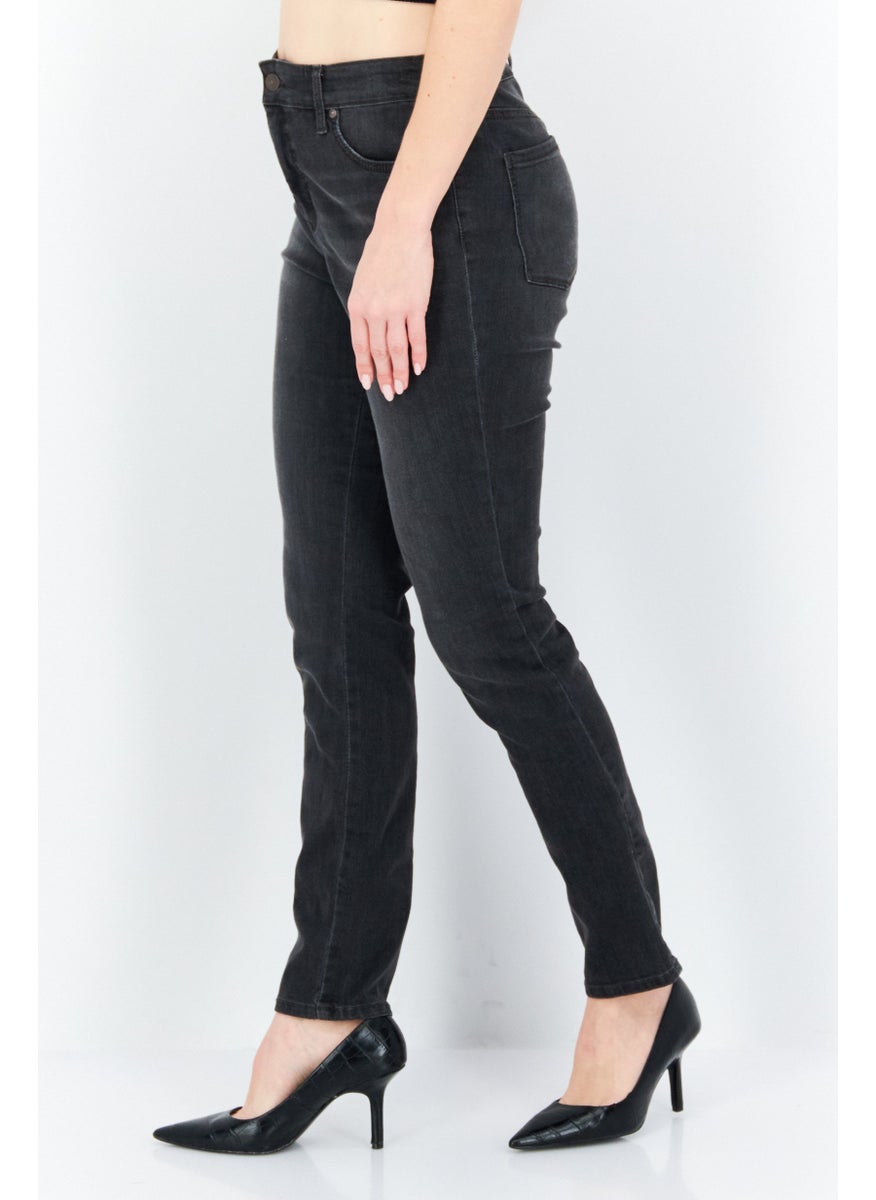 Women Skinny Fit Washed Stretchable Denim Jeans, Black