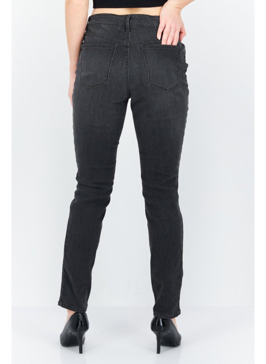 Women Skinny Fit Washed Stretchable Denim Jeans, Black
