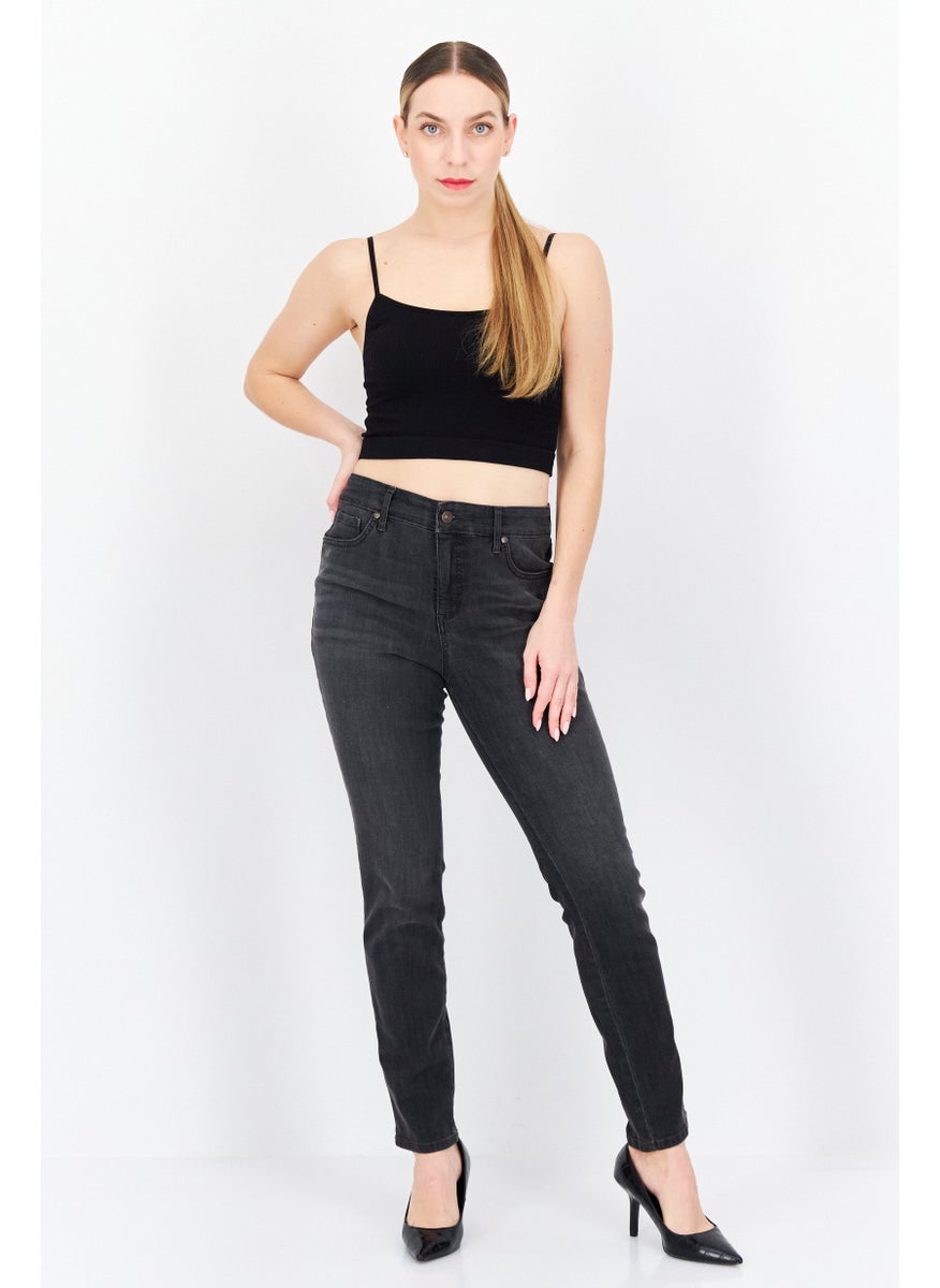 Women Skinny Fit Washed Stretchable Denim Jeans, Black