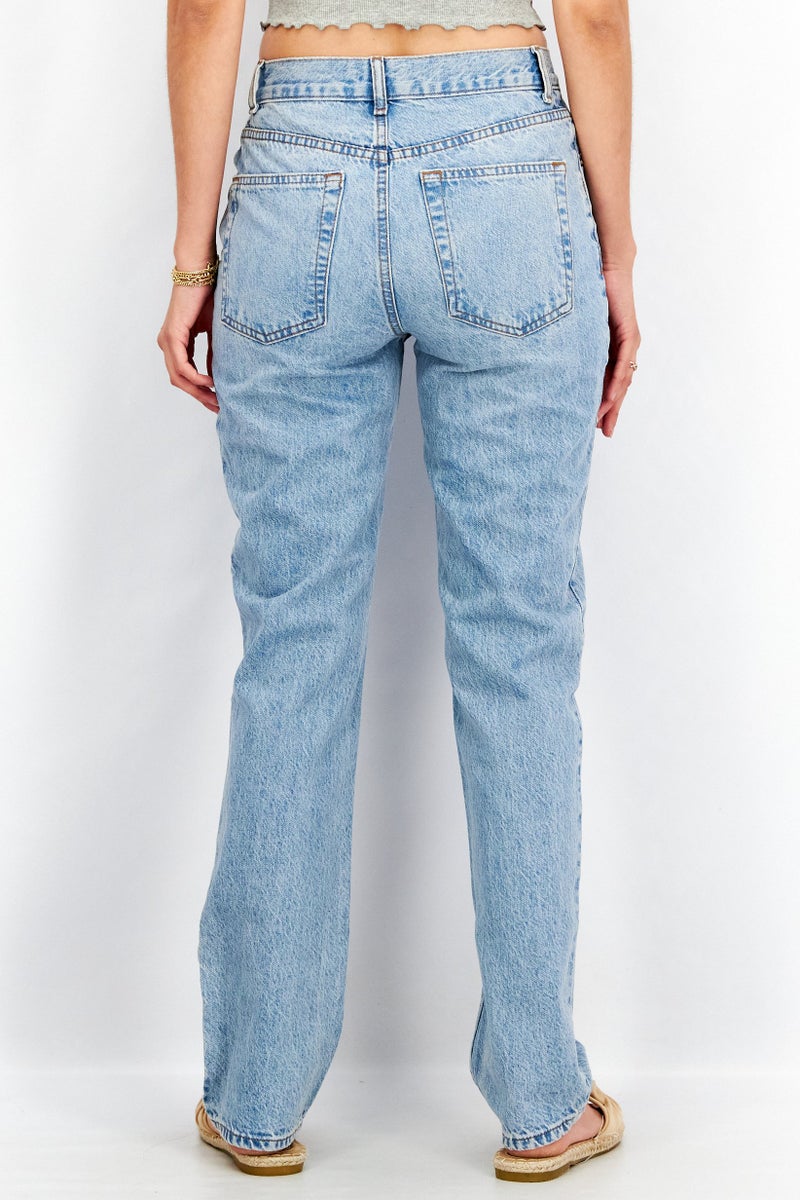 Women Regular Fit Washed Non-Stretchable Jeans, Blue