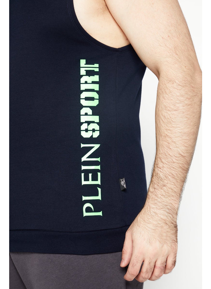 Men Sportswear Fit Sleeveless Hoodie, Navy