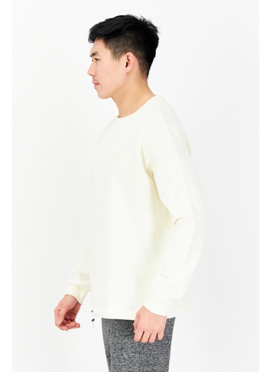 Men Oversized Fit Long Sleeve Training Sweatshirt, Ivory