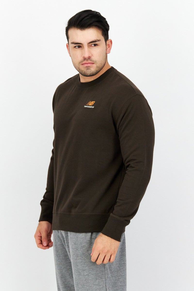Men Sportswear Fit  Brand Logo Training Sweatshirts, Brown