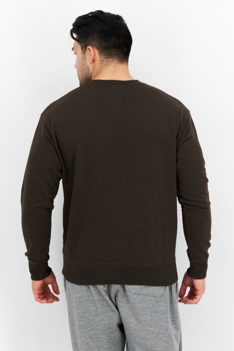 Men Sportswear Fit  Brand Logo Training Sweatshirts, Brown