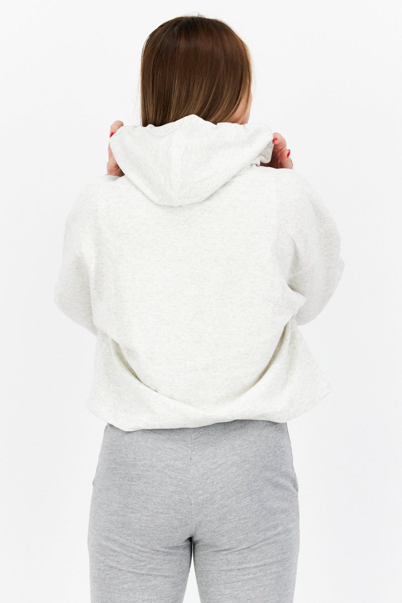 Women Sportswear Fit Brand Logo Training Hoodies, Grey