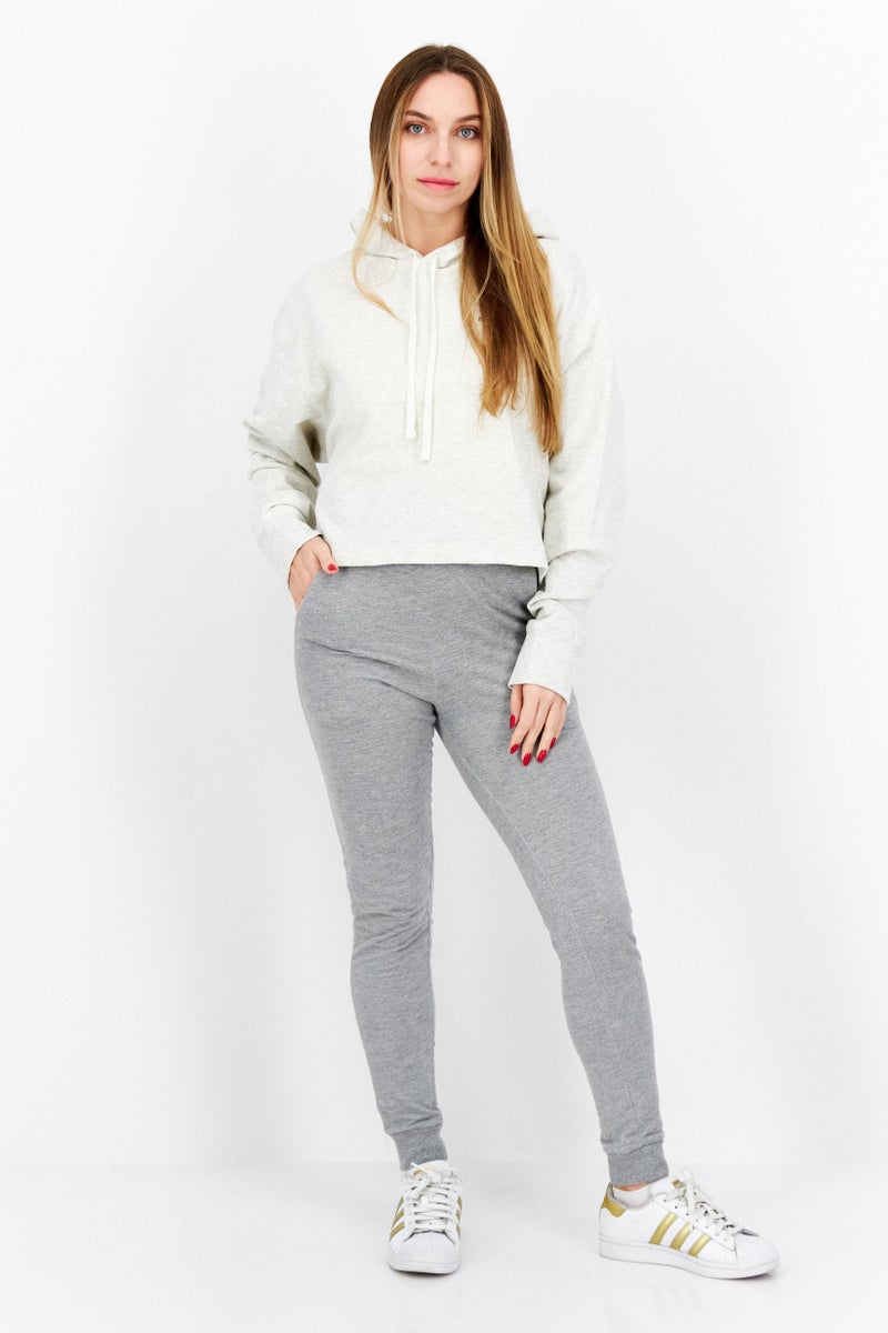 Women Sportswear Fit Brand Logo Training Hoodies, Grey