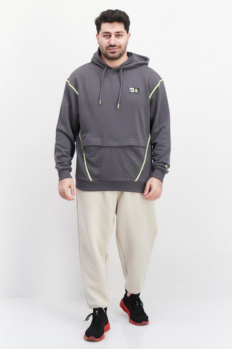 Men Oversized Fit Long Sleeves Outdoor Sweatshirt, Grey Combo