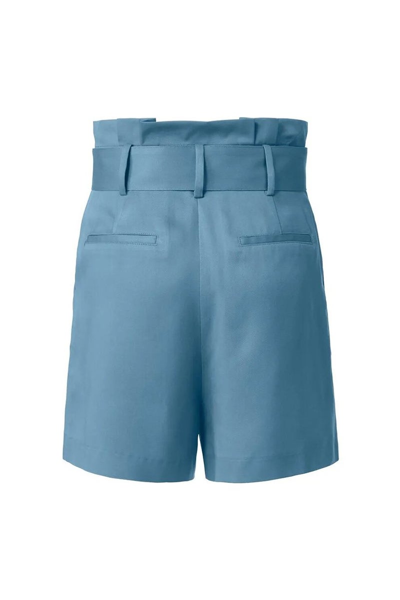 Women Plain Belted Short, Light Blue